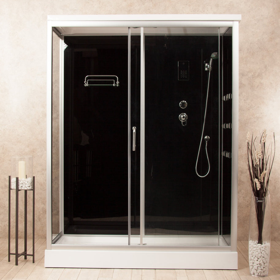 Box Doccia Black Air 70x130 Destra Idromassaggio Multifunzione