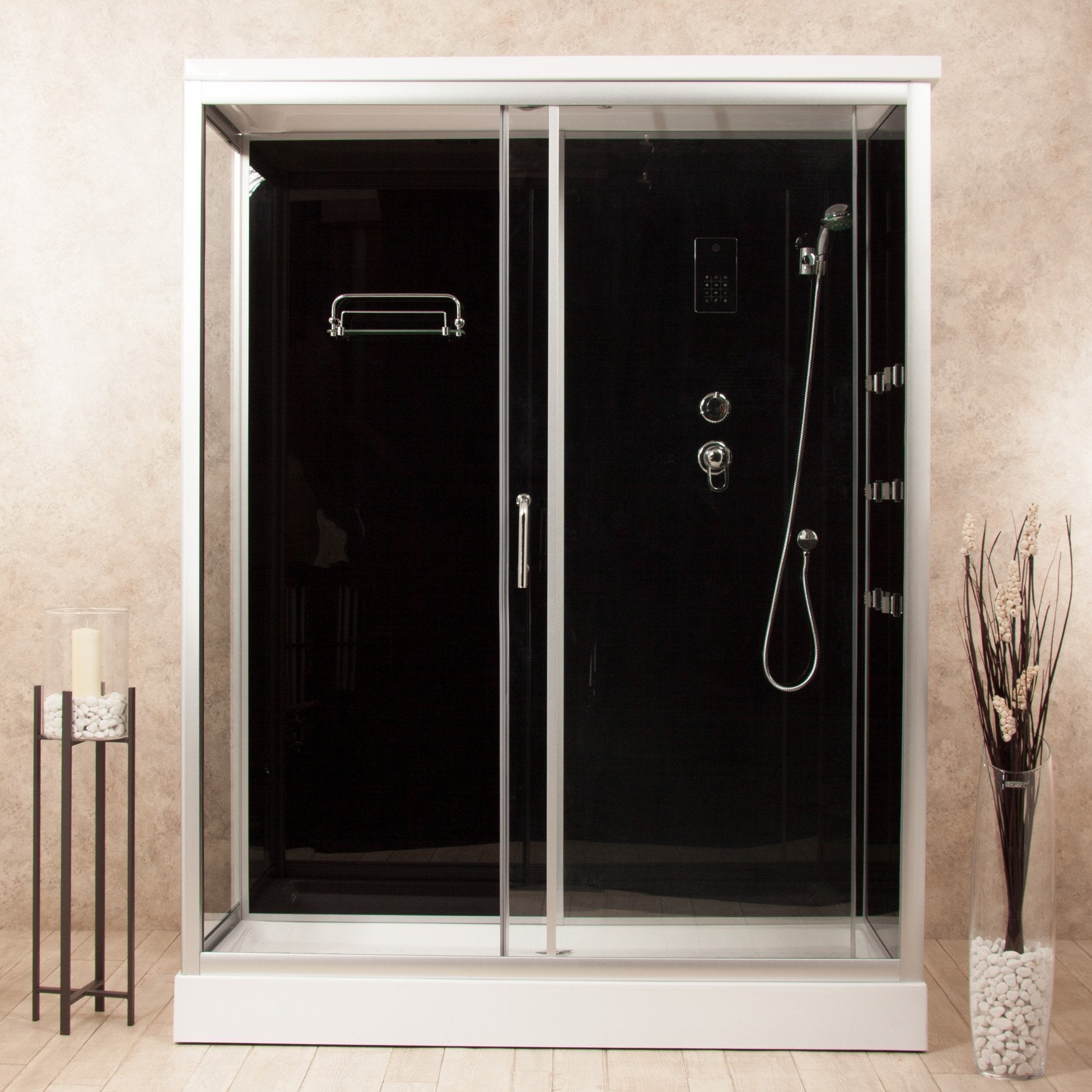 Box Doccia Black Air 70x130 Destra Idromassaggio Multifunzione