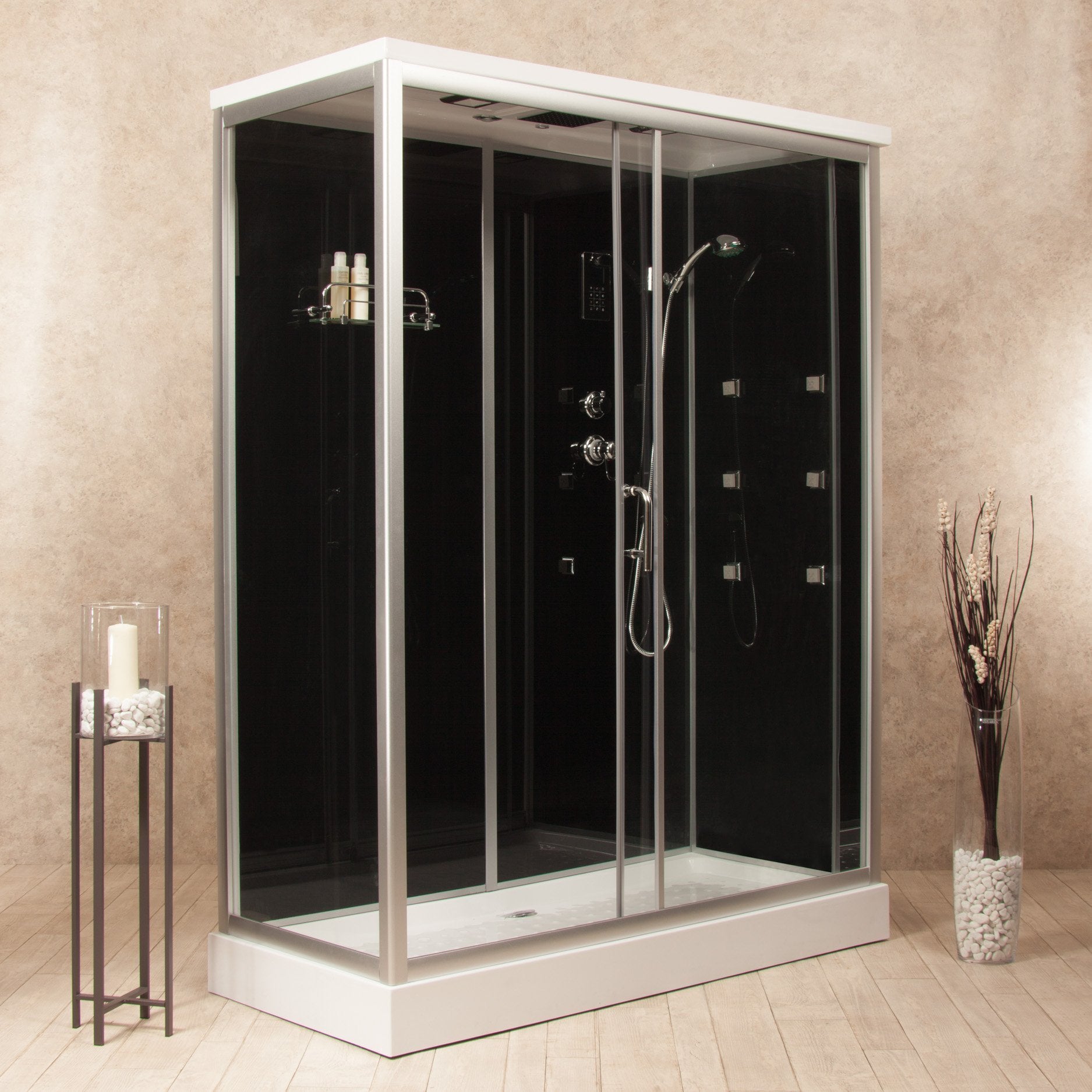 Box Doccia Black Air 70x140 Destra Idromassaggio Multifunzione