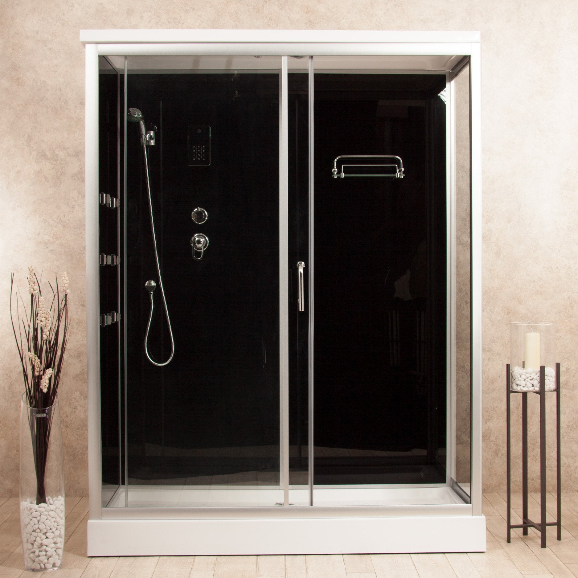 Box Doccia Black Air 70x140 Sinistra Idromassaggio Multifunzione