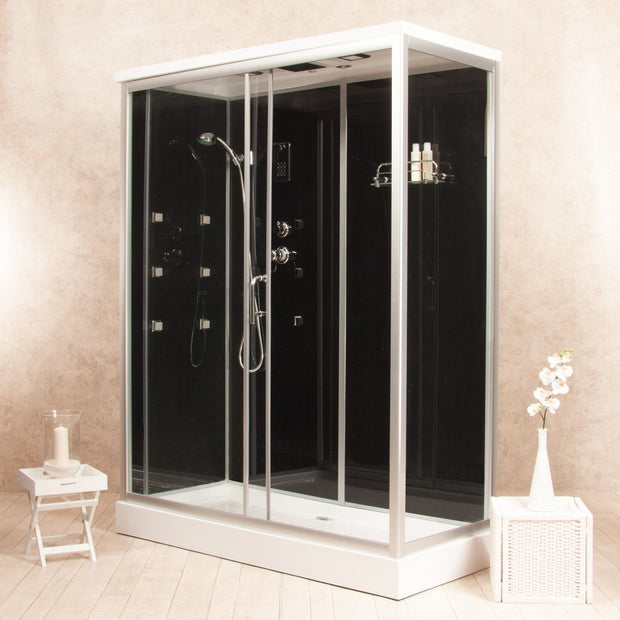 Box Doccia Black Air 70x150cm Sinistra Idromassaggio Multifunzione