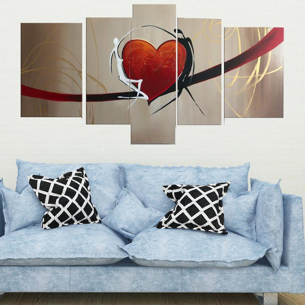 Quadro Dipinto a Mano Olio su Tela Astratto a 5 Pannelli N87