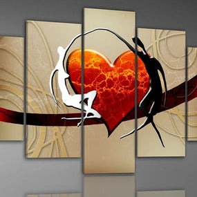 Quadro Dipinto a Mano Olio su Tela Astratto a 5 Pannelli N87