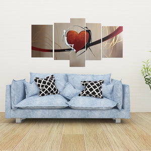 Quadro Dipinto a Mano Olio su Tela Astratto a 5 Pannelli N87