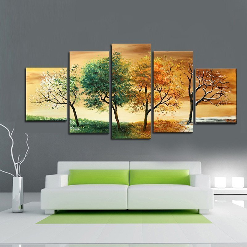 Quadro Dipinto a Mano su Tela Paesaggistico a 5 Pannelli N99