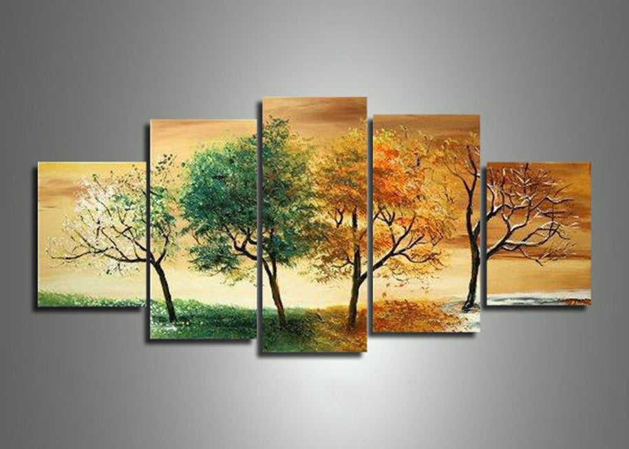 Quadro Dipinto a Mano su Tela Paesaggistico a 5 Pannelli N99