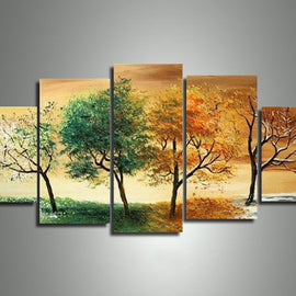 Quadro Dipinto a Mano su Tela Paesaggistico a 5 Pannelli N99