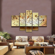 Quadro Dipinto a Mano Olio su Tela Foliage Autunnale a 5 Pannelli N94