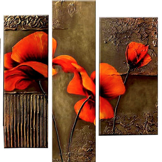 Quadro Dipinto a Mano Olio su Tela Motivo Floreale a 5 Pannelli N95