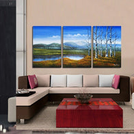 Quadro Dipinto a Mano Olio su Tela Paesaggistico a 3 Pannelli N97