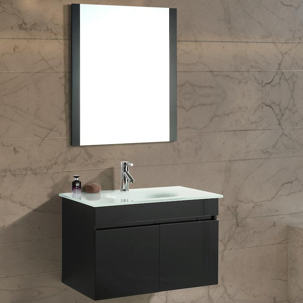 Mobile Arredo Bagno Easy Black 80 cm Sospeso Nero Moderno
