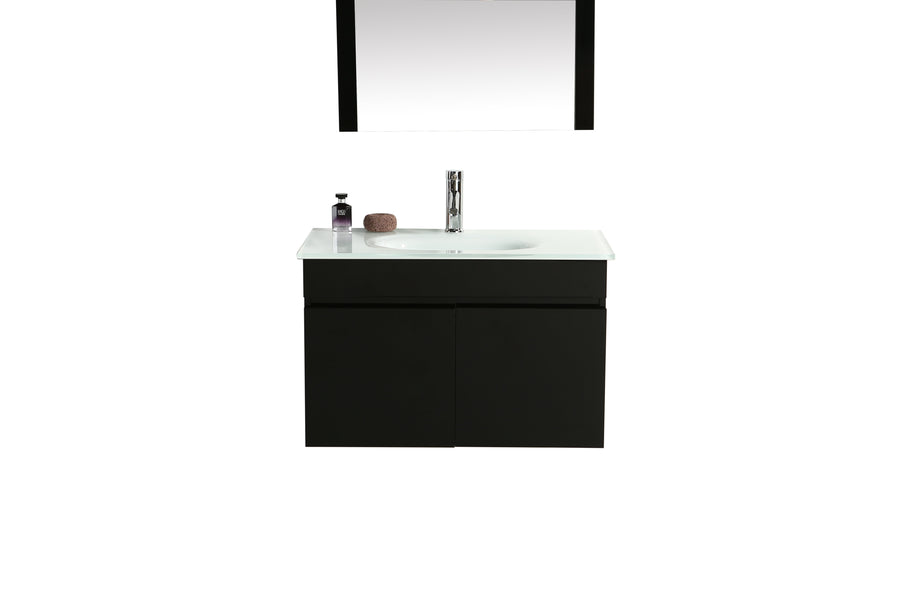 Mobile Arredo Bagno Easy Black 80 cm Sospeso Nero Moderno