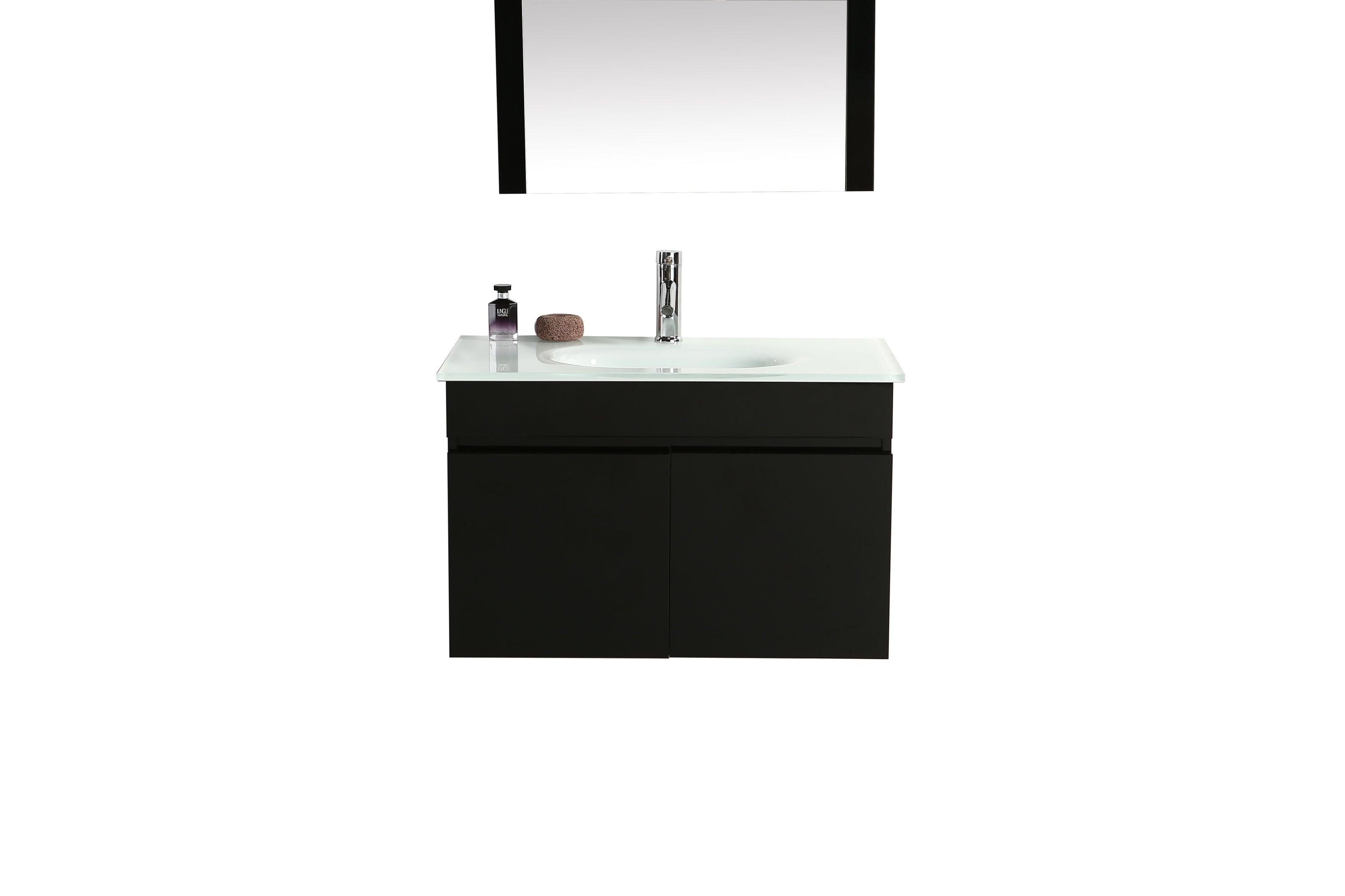 Mobile Arredo Bagno Easy Black 80 cm Sospeso Nero Moderno