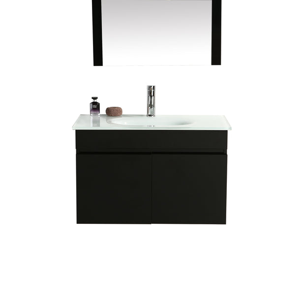 Mobile Arredo Bagno Easy Black 80 cm Sospeso Nero Moderno