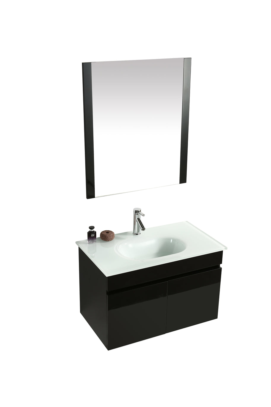 Mobile Arredo Bagno Easy Black 80 cm Sospeso Nero Moderno