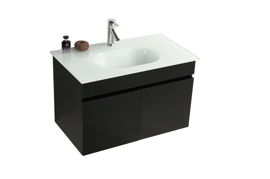 Mobile Arredo Bagno Easy Black 80 cm Sospeso Nero Moderno