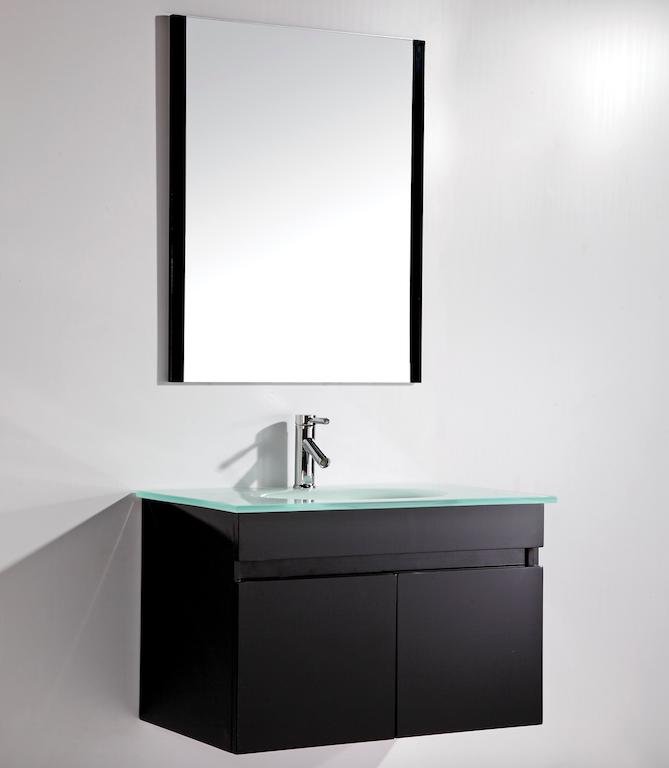 Mobile Arredo Bagno Easy Black 80 cm Sospeso Nero Moderno