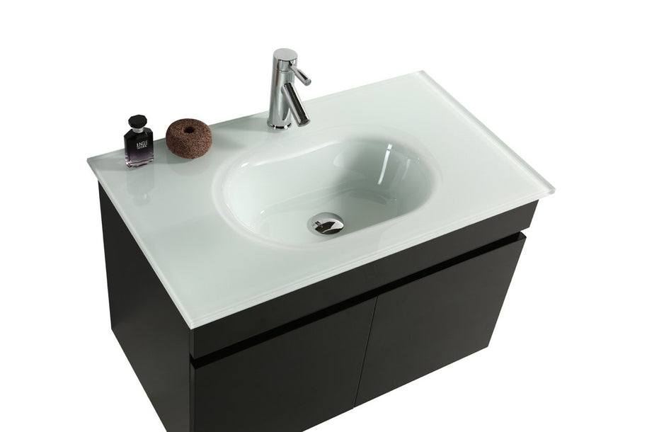 Mobile Arredo Bagno Easy Black 80 cm Sospeso Nero Moderno