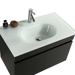 Mobile Arredo Bagno Easy Black 80 cm Sospeso Nero Moderno