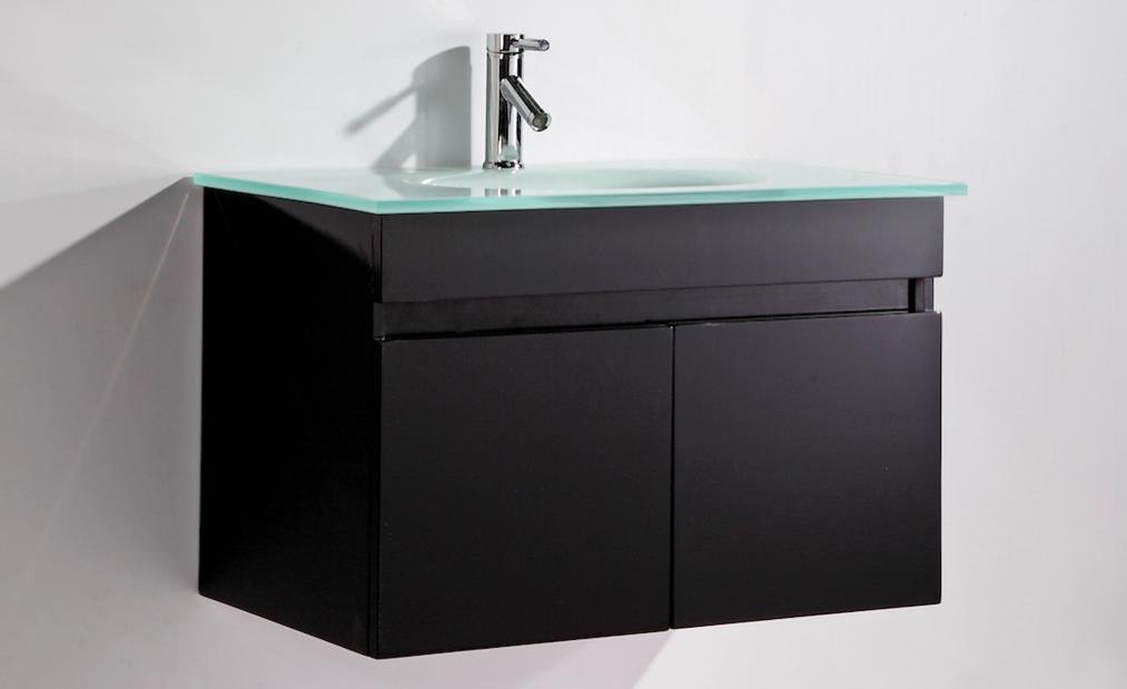 Mobile Arredo Bagno Easy Black 80 cm Sospeso Nero Moderno