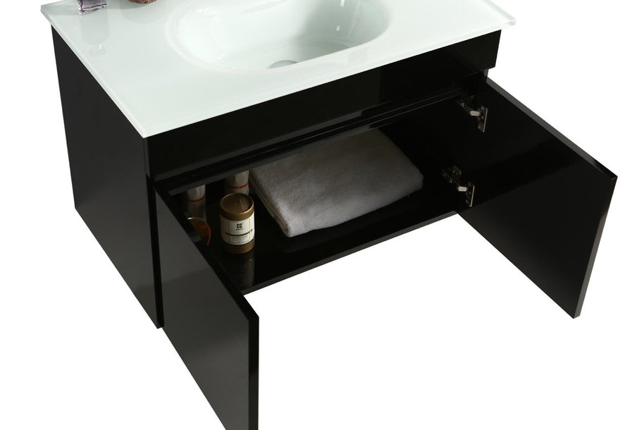 Mobile Arredo Bagno Easy Black 80 cm Sospeso Nero Moderno
