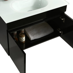 Mobile Arredo Bagno Easy Black 80 cm Sospeso Nero Moderno