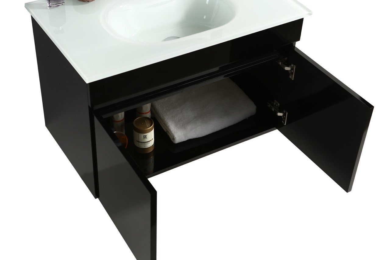 Mobile Arredo Bagno Easy Black 80 cm Sospeso Nero Moderno