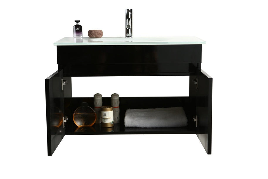 Mobile Arredo Bagno Easy Black 80 cm Sospeso Nero Moderno