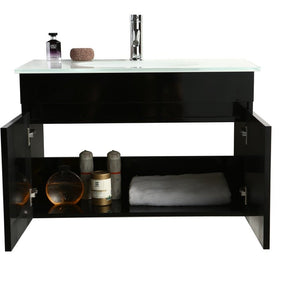 Mobile Arredo Bagno Easy Black 80 cm Sospeso Nero Moderno