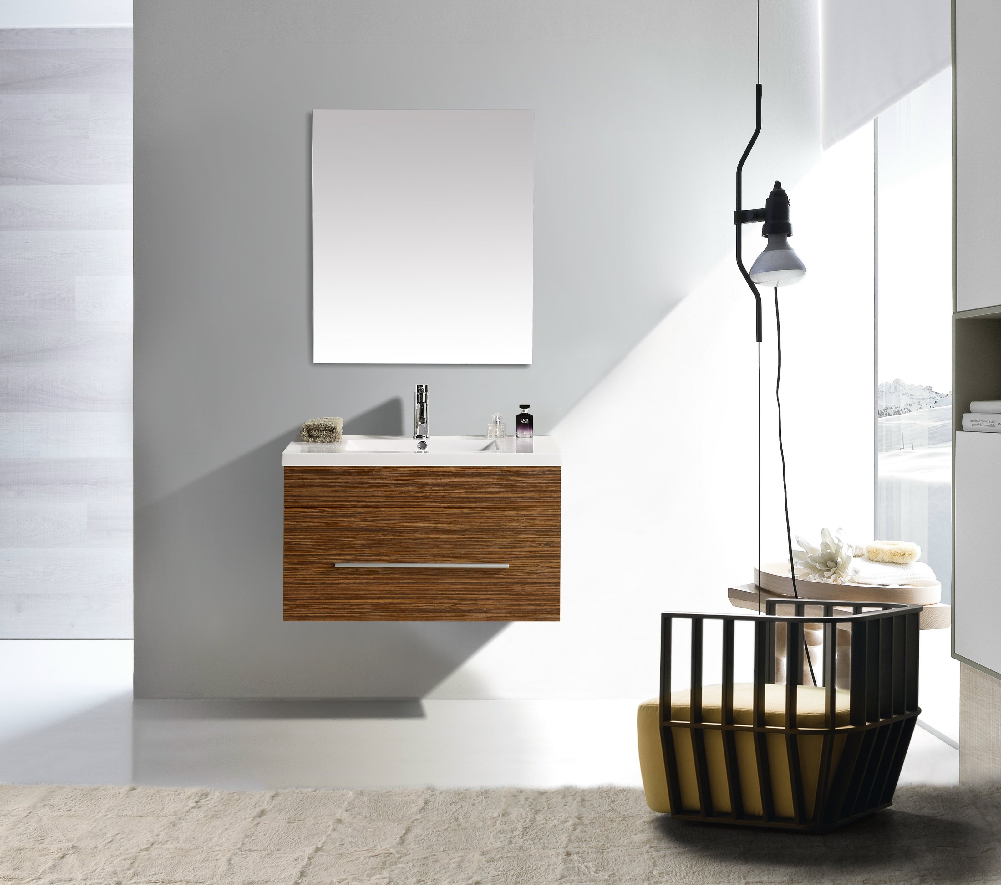 Mobile Arredo Bagno Lake 80 cm Legno color Rovere Sospeso Moderno