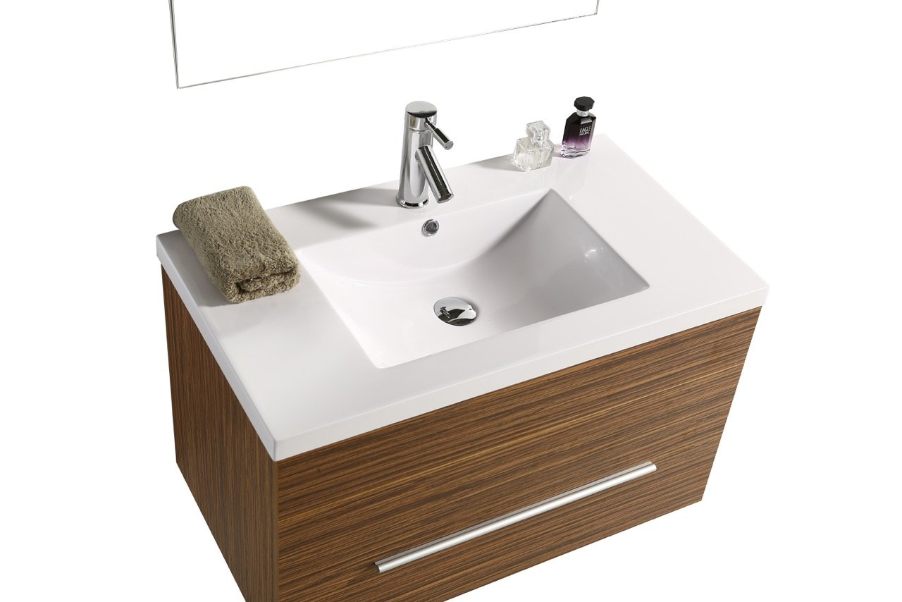 Mobile Arredo Bagno Lake 80 cm Legno color Rovere Sospeso Moderno