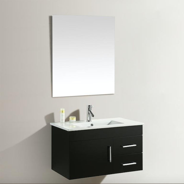 Mobile Arredo Bagno Dublino 80 cm Nero Sospeso Moderno