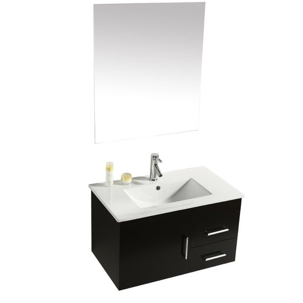 Mobile Arredo Bagno Dublino 80 cm Nero Sospeso Moderno