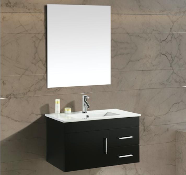 Mobile Arredo Bagno Dublino 80 cm Nero Sospeso Moderno
