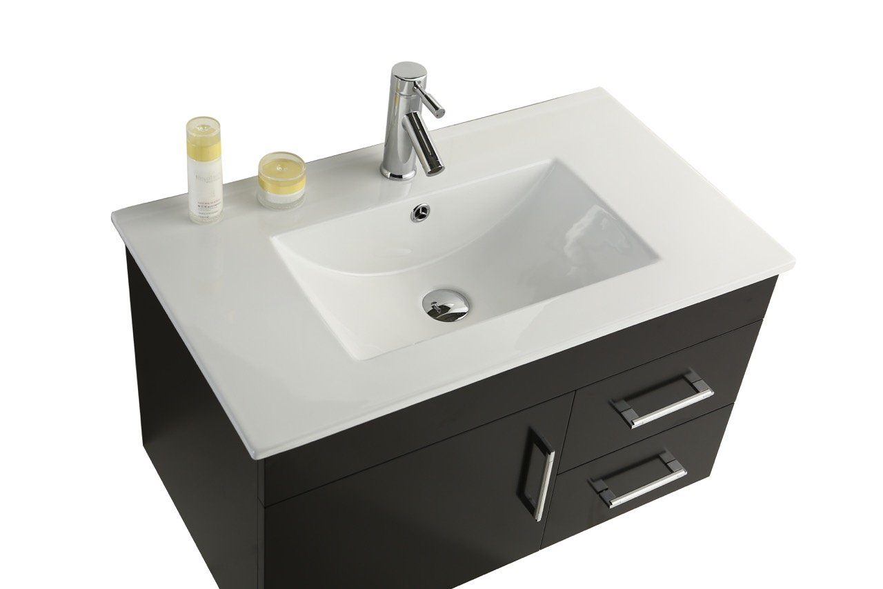 Mobile Arredo Bagno Dublino 80 cm Nero Sospeso Moderno
