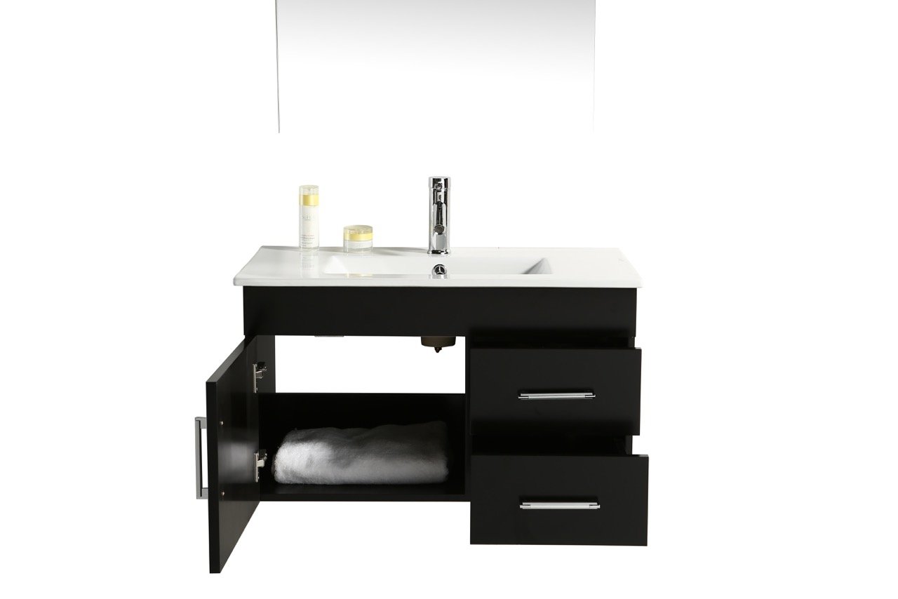 Mobile Arredo Bagno Dublino 80 cm Nero Sospeso Moderno