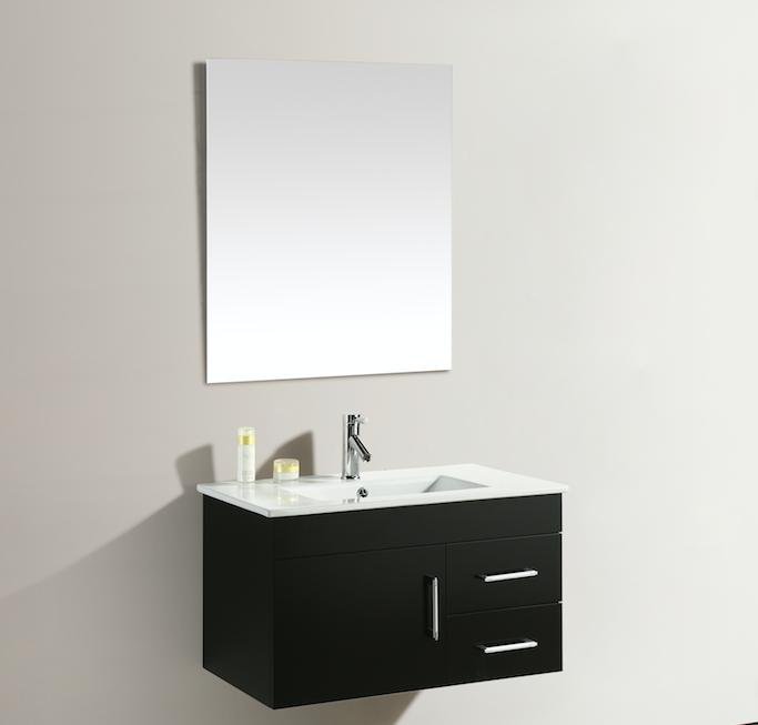 Mobile Arredo Bagno Dublino 80 cm Nero Sospeso Moderno