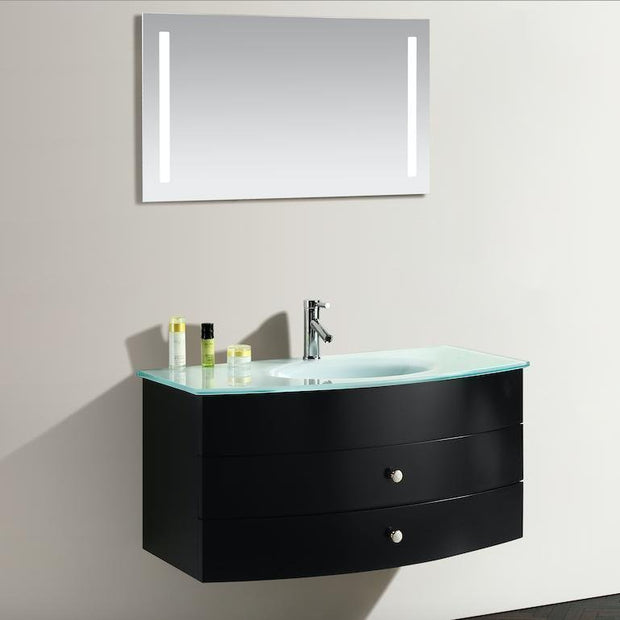 Mobile Arredo Bagno Liverpool 100 cm Nero Moderno Sospeso