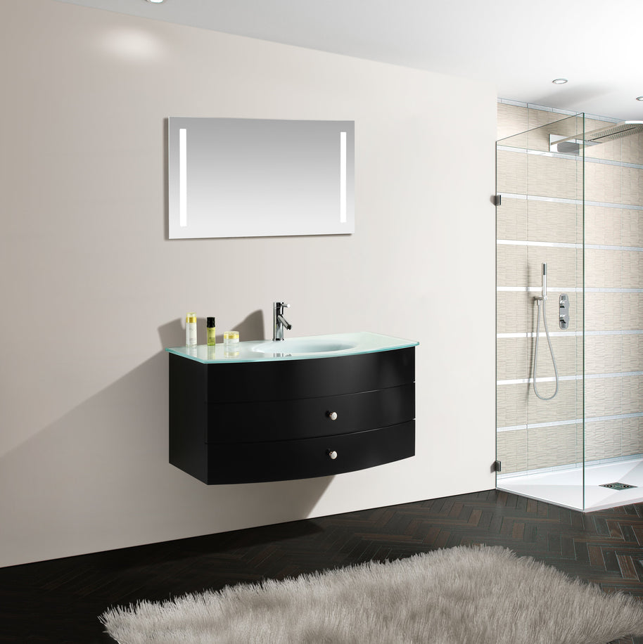 Mobile Arredo Bagno Liverpool 100 cm Nero Moderno Sospeso