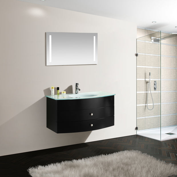 Mobile Arredo Bagno Liverpool 100 cm Nero Moderno Sospeso
