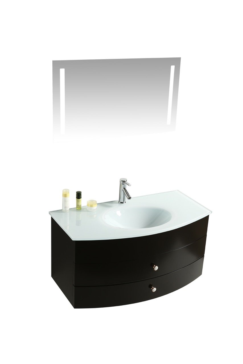 Mobile Arredo Bagno Liverpool 100 cm Nero Moderno Sospeso