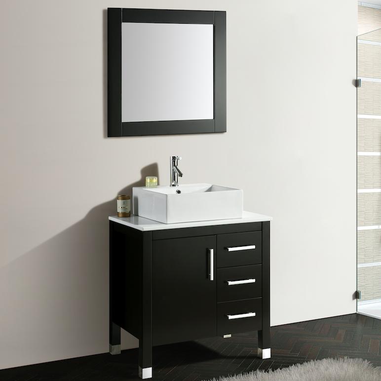 Mobile Bagno Old England Plus 76 cm Legno Massello Nero