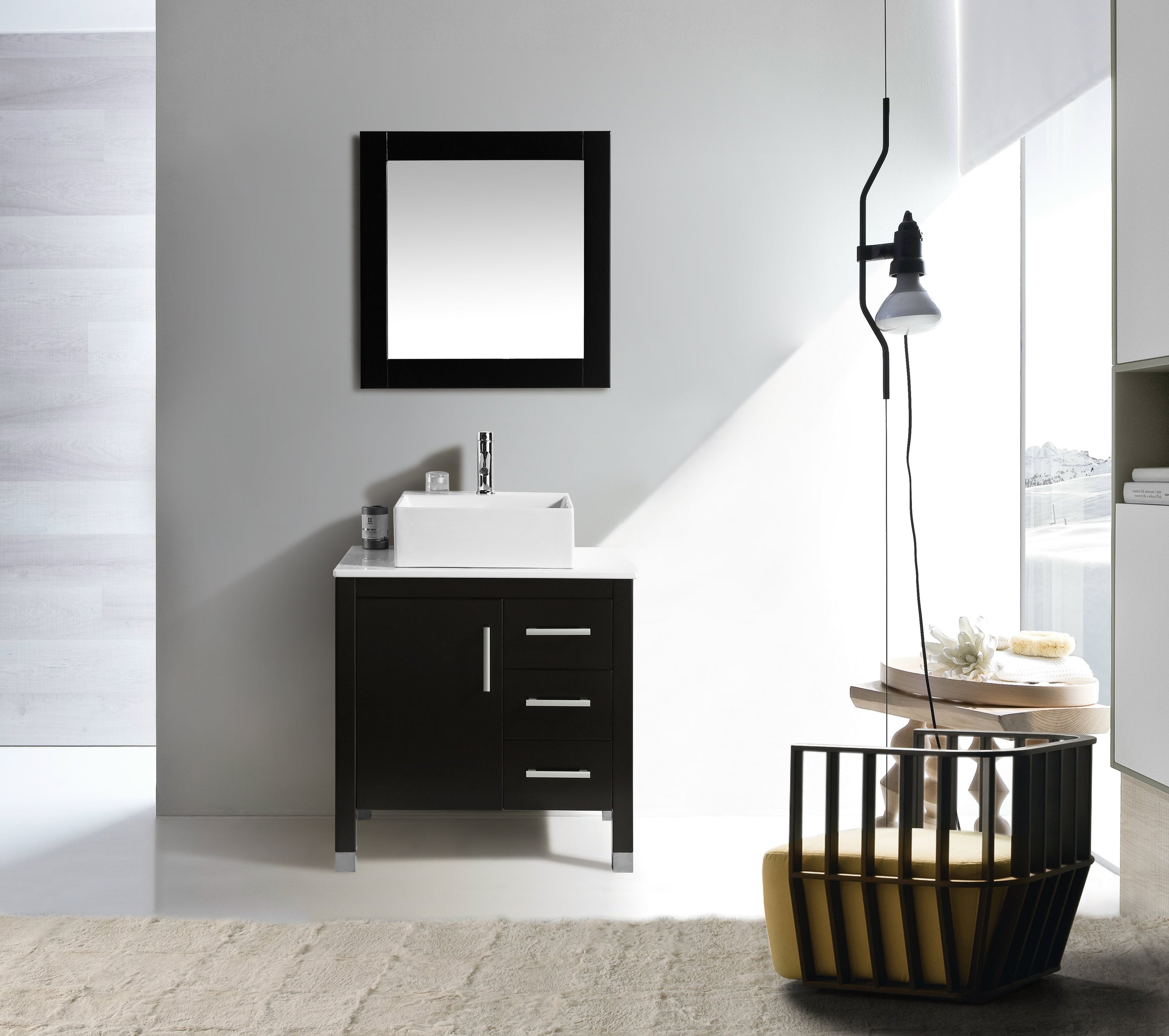 Mobile Bagno Old England Plus 76 cm Legno Massello Nero