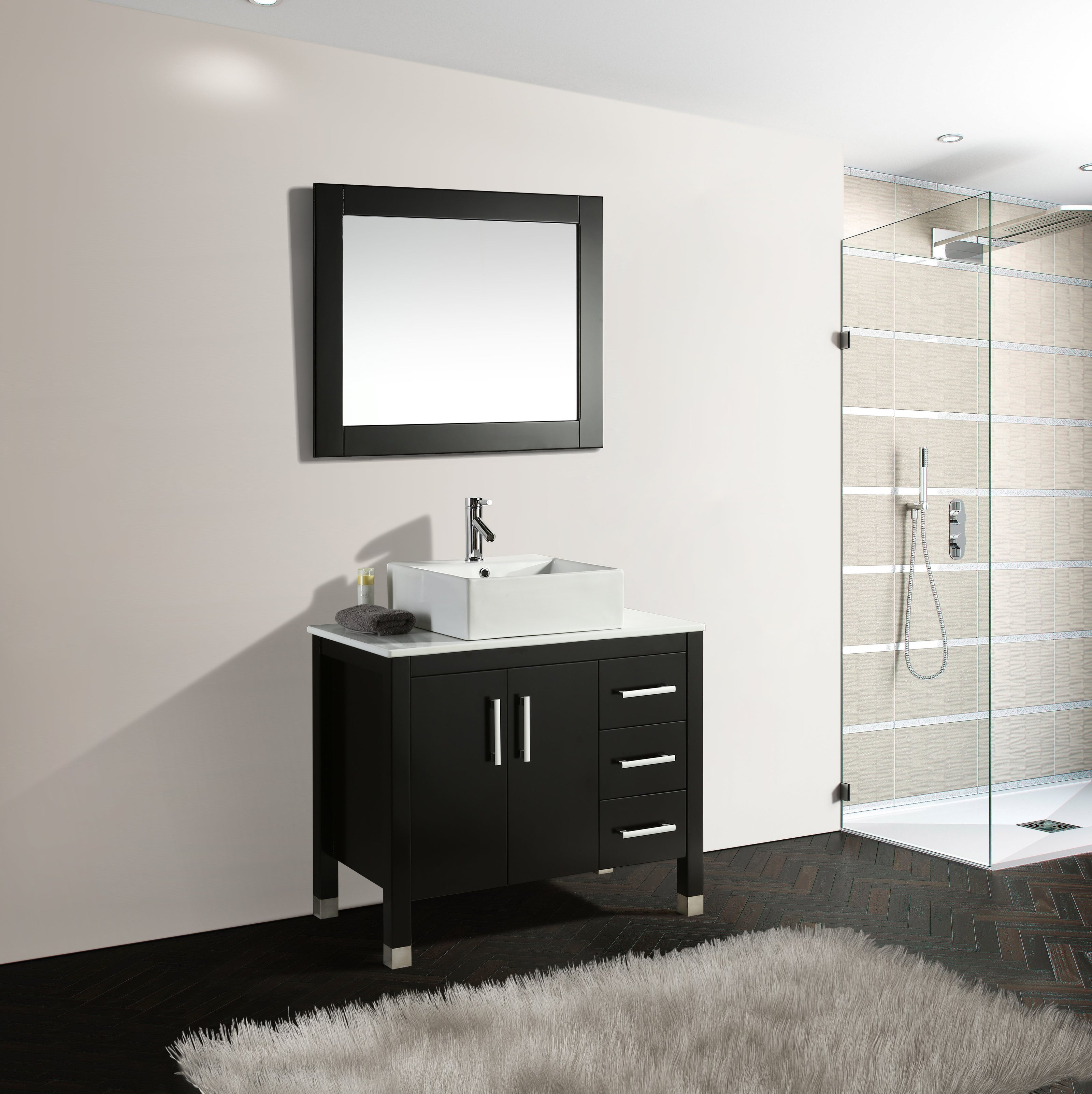 Mobile Bagno Old England Family 91 cm Legno Massello Nero