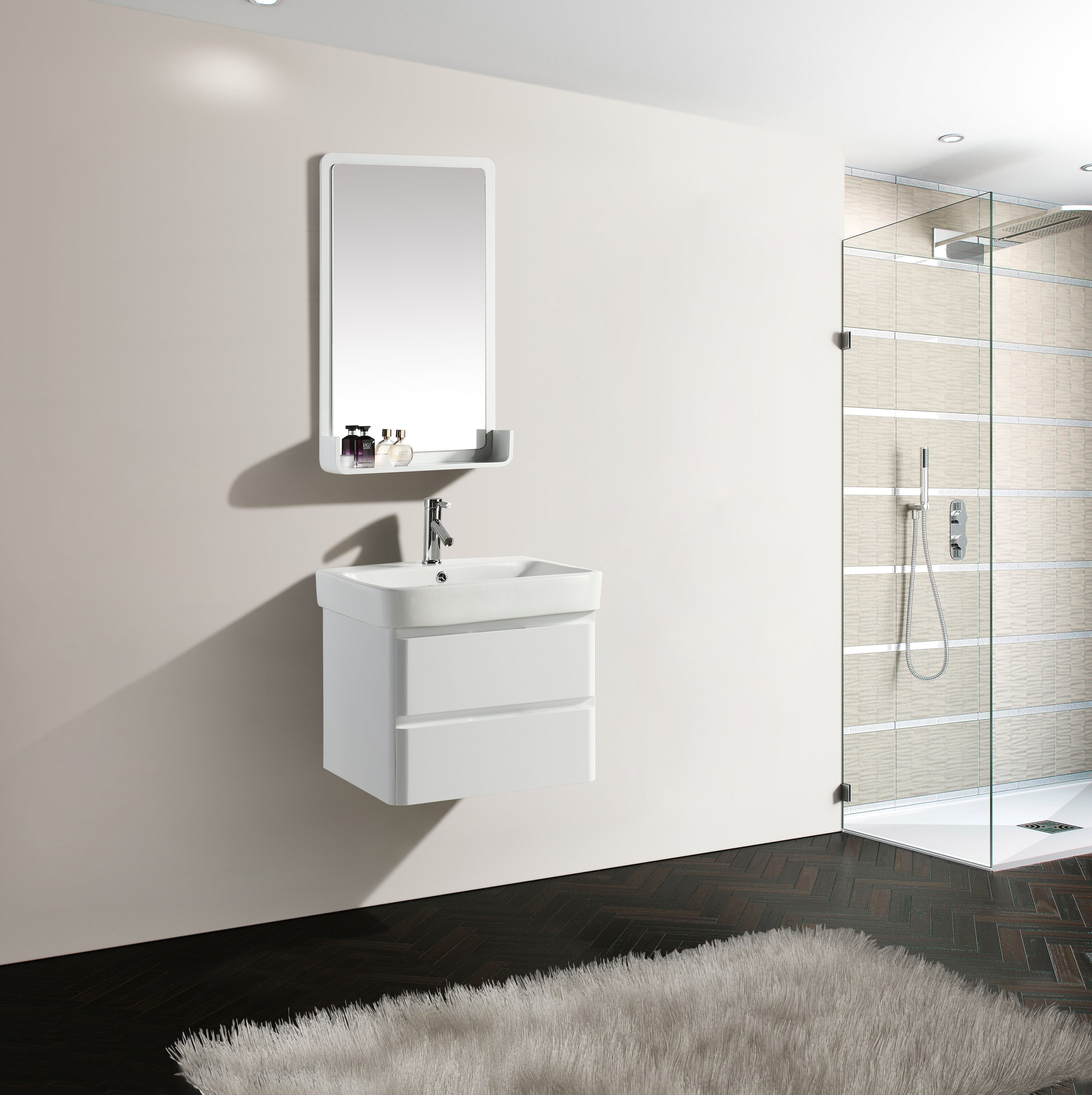Mobile Arredo Bagno White 60 cm Bianco Moderno Sospeso