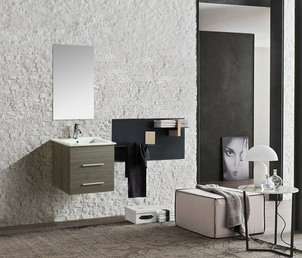 Mobile Arredo Bagno Jasmin 53 cm Sospeso Moderno Grigio