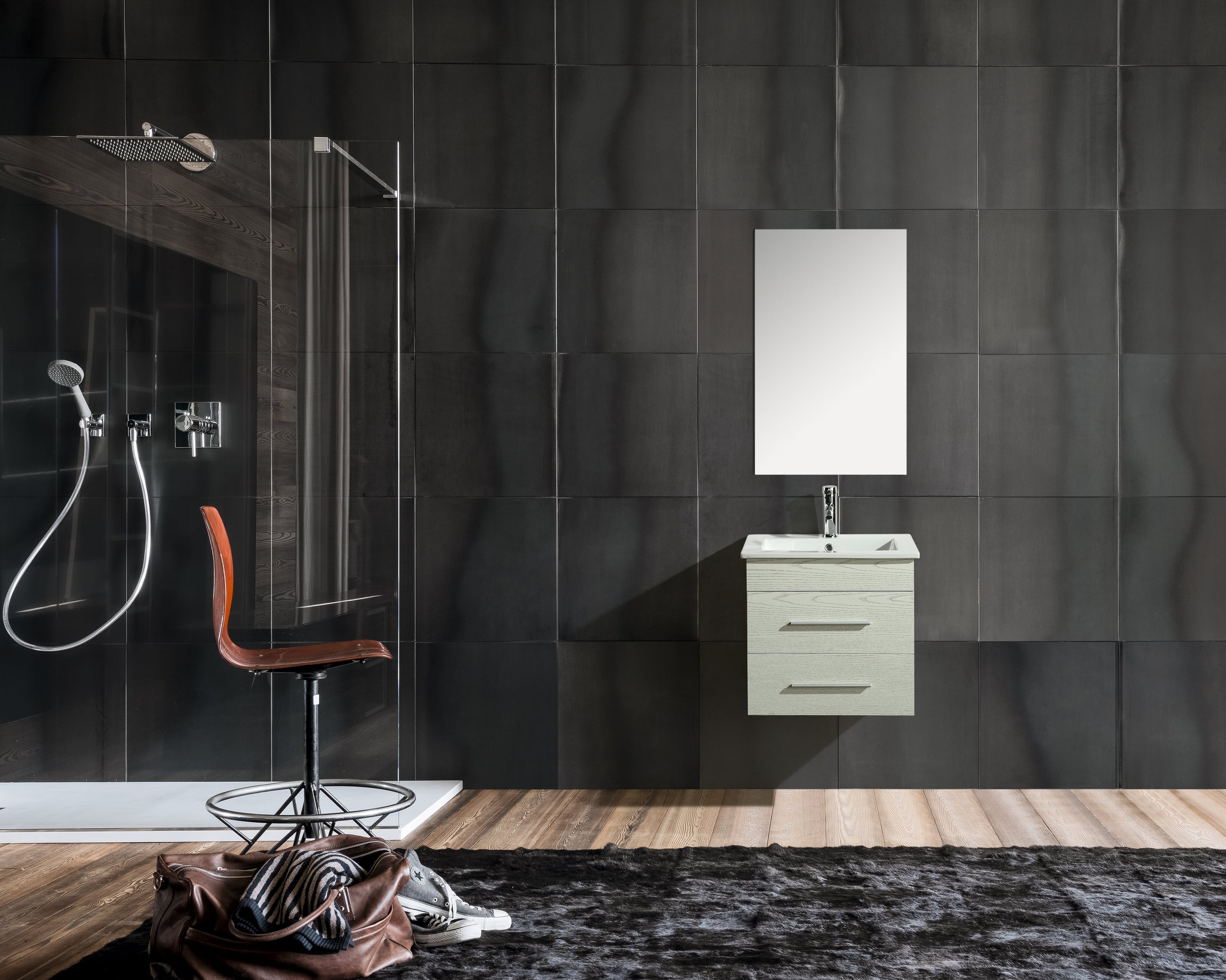 Mobile Arredo Bagno Jasmin 53 cm Sospeso Moderno Bianco