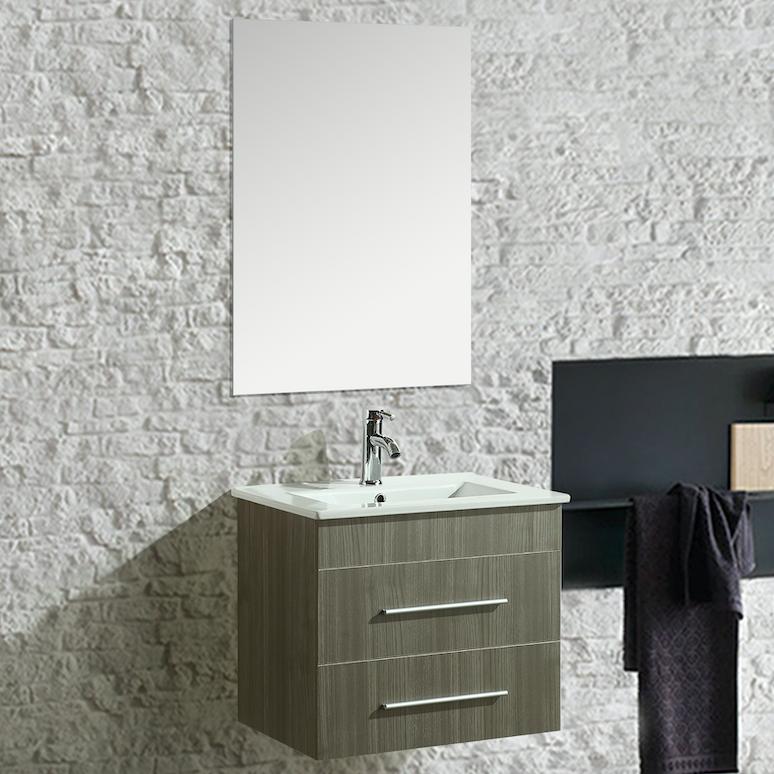 Mobile Arredo Bagno Kristal 60 cm Sospeso Moderno Grigio