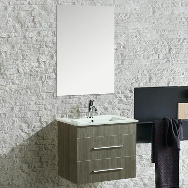 Mobile Arredo Bagno Kristal 60 cm Sospeso Moderno Grigio