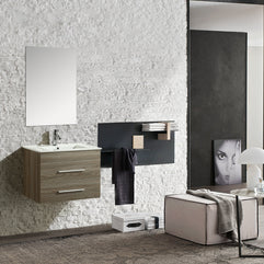 Mobile Arredo Bagno Saturno 70 cm Sospeso Moderno Rovere